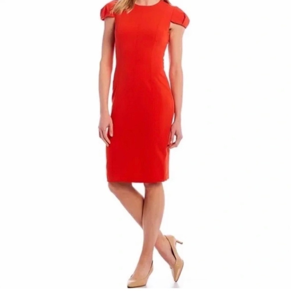 ANTONIO MELANI Maureen Crepe Cap
Sleeve Sheath Dress